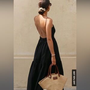Solid backless maxi dress